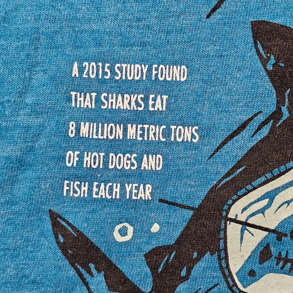 Jawsome Shark Facts Old Navy Blue Short Sleeve Cotton Blend T-Shirt Youth L